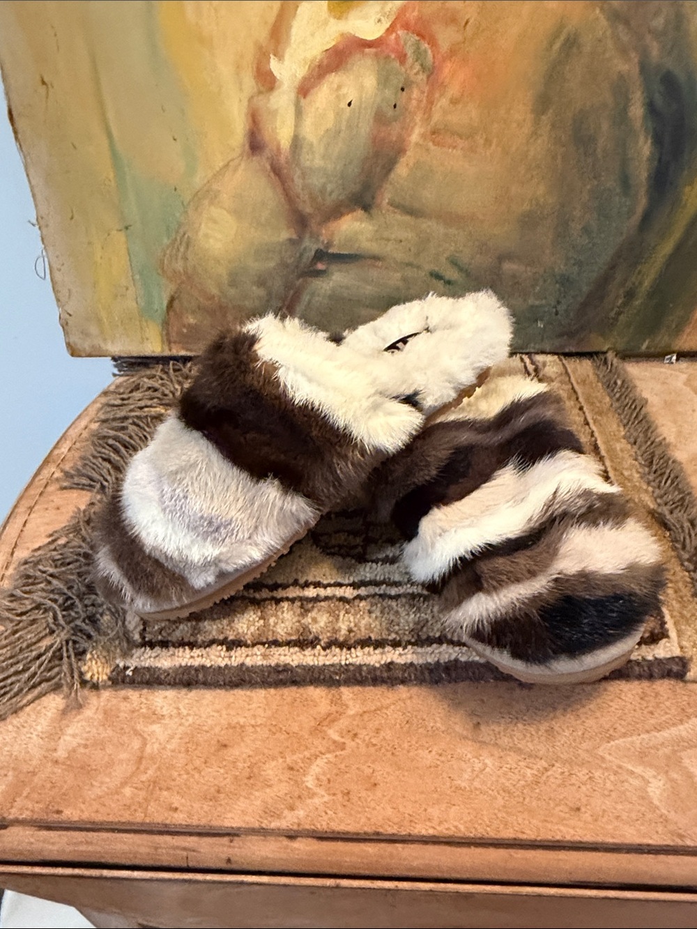 NWOT MOU Mink and shearling Fur Slip-On Slippers SZ 6.5